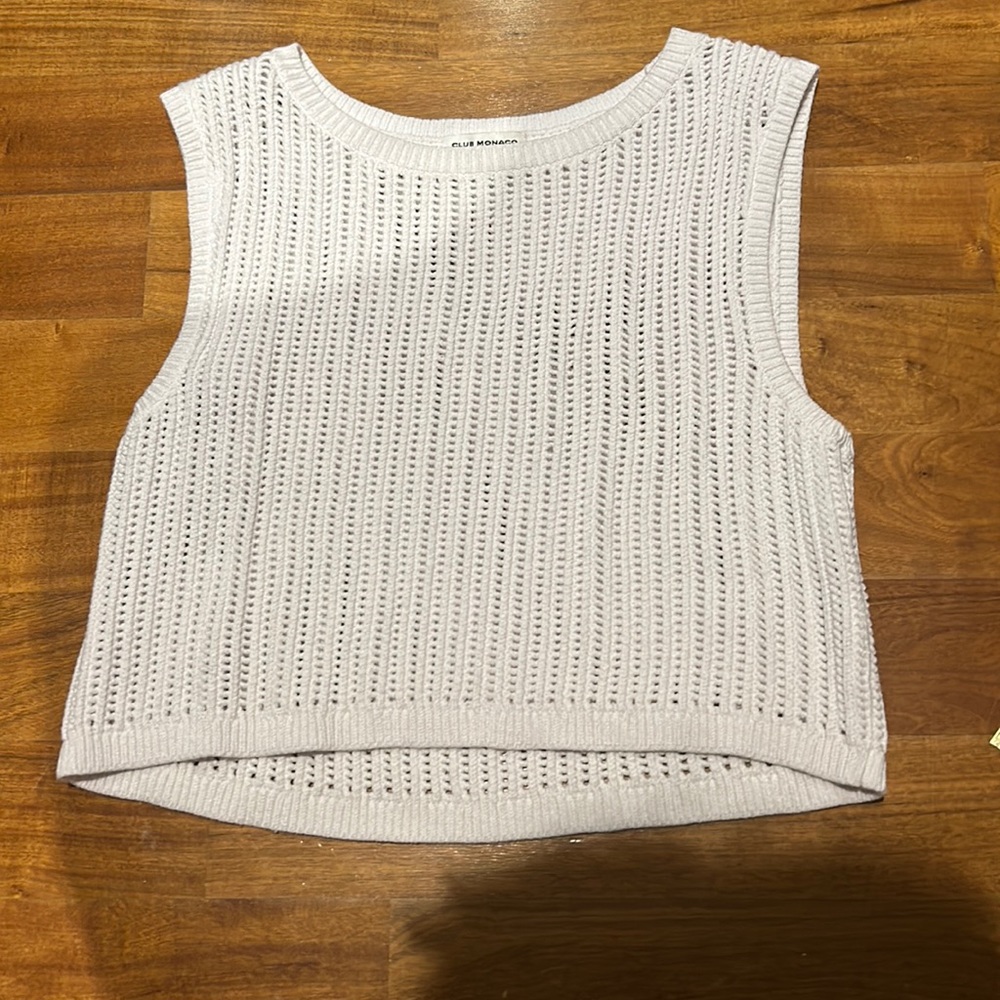 Club Monaco open knit crewneck crop tank